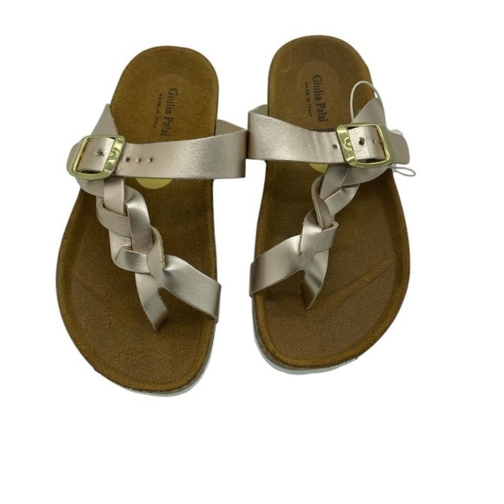 Giulia Palai Kids Rose Gold Metallic Braided Leather Sandals Size‎ 3